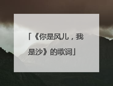 《你是风儿，我是沙》的歌词