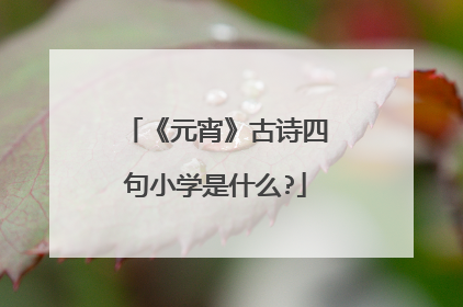 《元宵》古诗四句小学是什么?