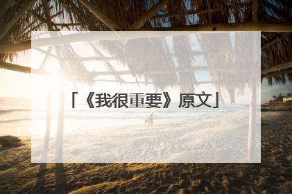 《我很重要》原文