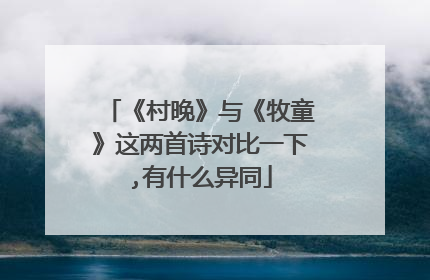 《村晚》与《牧童》这两首诗对比一下,有什么异同