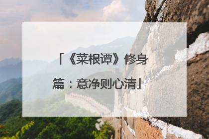 《菜根谭》修身篇:意净则心清