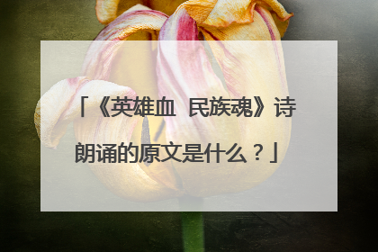 《英雄血 民族魂》诗朗诵的原文是什么？