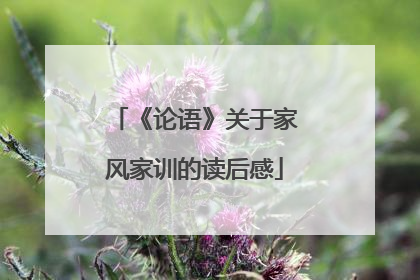 《论语》关于家风家训的读后感