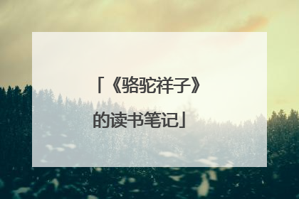 《骆驼祥子》的读书笔记