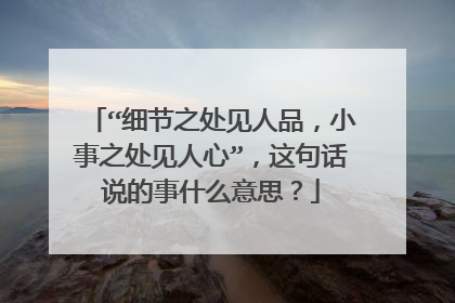 “细节之处见人品，小事之处见人心”，这句话说的事什么意思？