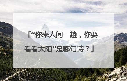 “你来人间一趟，你要看看太阳”是哪句诗？