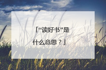 “读好书”是什么意思？