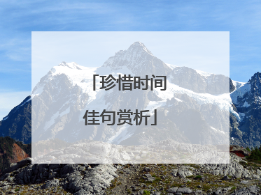 珍惜时间佳句赏析