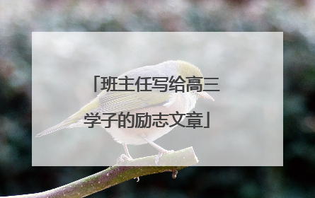 班主任写给高三学子的励志文章