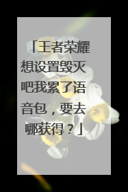 王者荣耀想设置毁灭吧我累了语音包,要去哪获得?