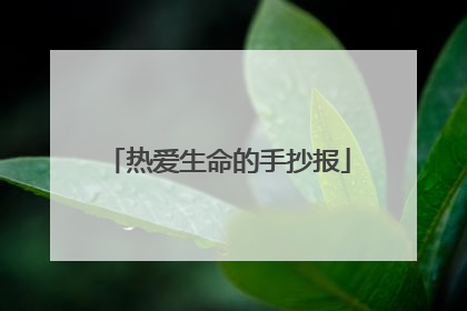 热爱生命的手抄报