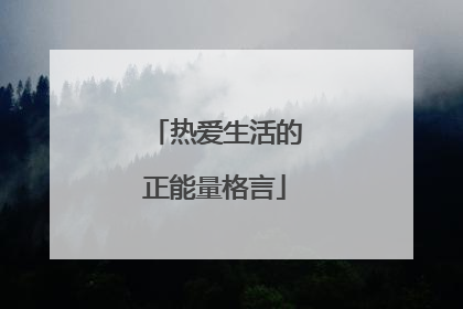 热爱生活的正能量格言