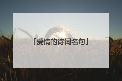 爱情的诗词名句