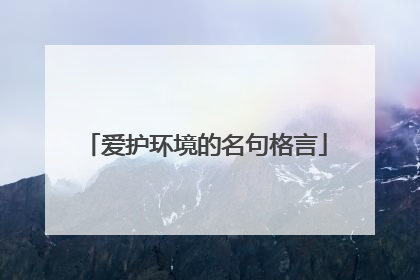 爱护环境的名句格言