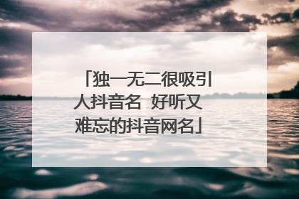 独一无二很吸引人抖音名 好听又难忘的抖音网名