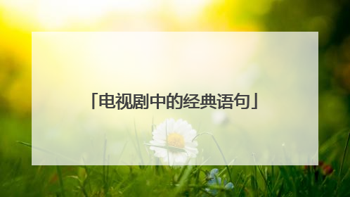 电视剧中的经典语句