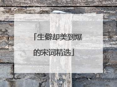 生僻却美到爆的宋词精选