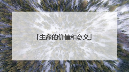 生命的价值和意义
