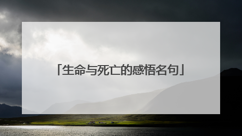生命与死亡的感悟名句
