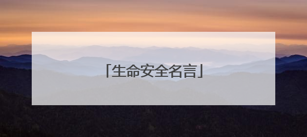 生命安全名言