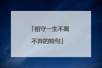 相守一生不离不弃的短句