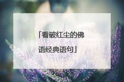看破红尘的佛语经典语句