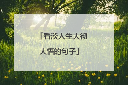 看淡人生大彻大悟的句子