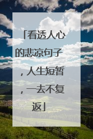看透人心的悲凉句子，人生短暂，一去不复返