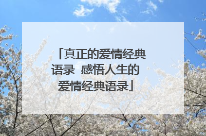 真正的爱情经典语录 感悟人生的爱情经典语录