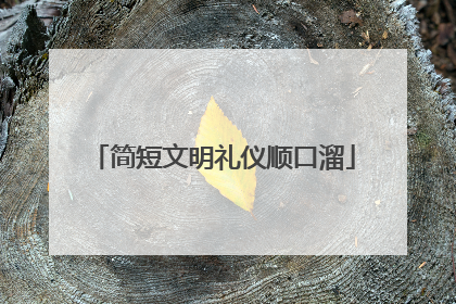 简短文明礼仪顺口溜