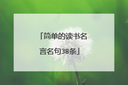 简单的读书名言名句38条