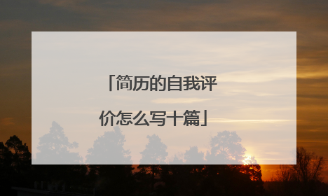 简历的自我评价怎么写十篇