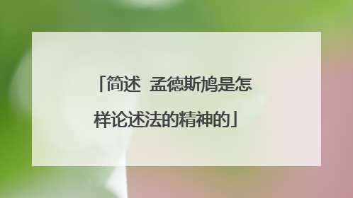 简述 孟德斯鸠是怎样论述法的精神的