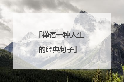 禅语一种人生的经典句子