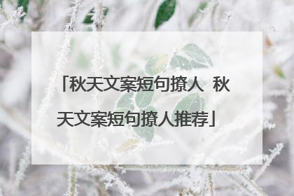秋天文案短句撩人 秋天文案短句撩人推荐