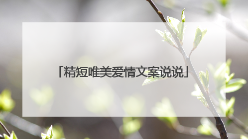 精短唯美爱情文案说说