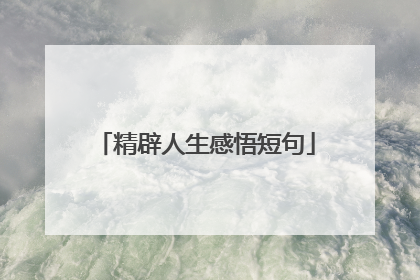精辟人生感悟短句
