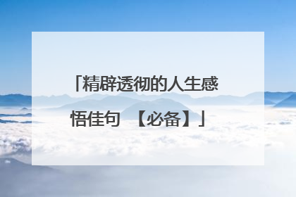 精辟透彻的人生感悟佳句 【必备】