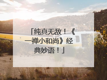 纯真无敌！《一禅小和尚》经典妙语！