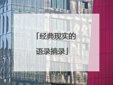 经典现实的语录摘录