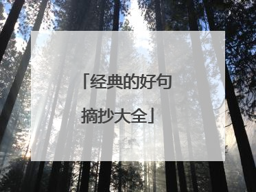 经典的好句摘抄大全