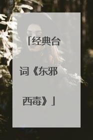 经典台词《东邪西毒》