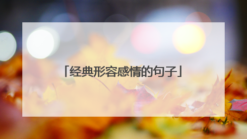 经典形容感情的句子