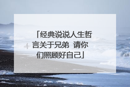 经典说说人生哲言关于兄弟 请你们照顾好自己