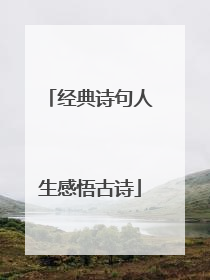 经典诗句人生感悟古诗