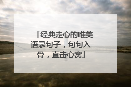 经典走心的唯美语录句子，句句入骨，直击心窝