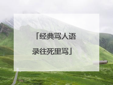 经典骂人语录往死里骂
