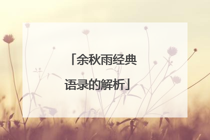 余秋雨经典语录的解析