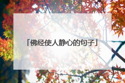 佛经使人静心的句子