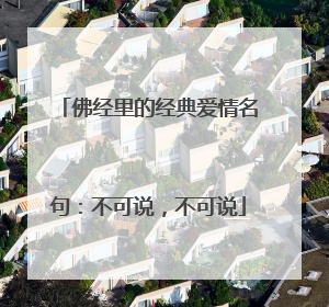 佛经里的经典爱情名句:不可说,不可说